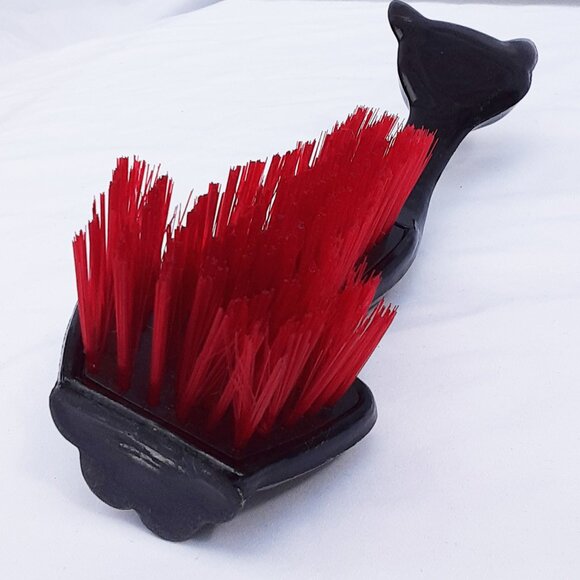 COLLECTIBLE Black Cat Lint Brush with Red Bristles | Vintage Mid Century Modern - Picture 12 of 12